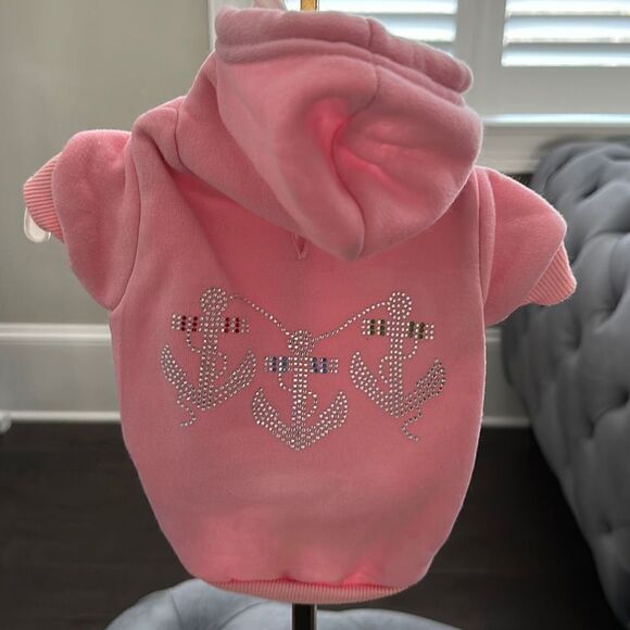 Dog Crystal Detailed‎ Anchor Sailor hoodie NWOT size small - Picture 1 of 6